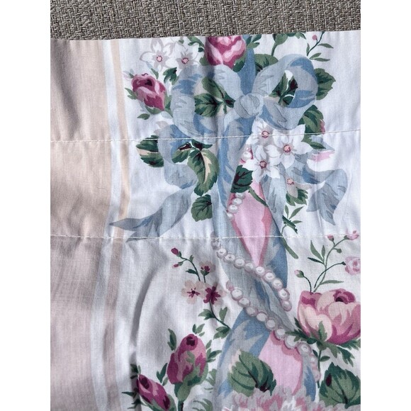 Croscill Vtg Princess Floral Panel Blush/Peach Bows Weighted Pole Rod 40x86 In - Picture 9 of 9